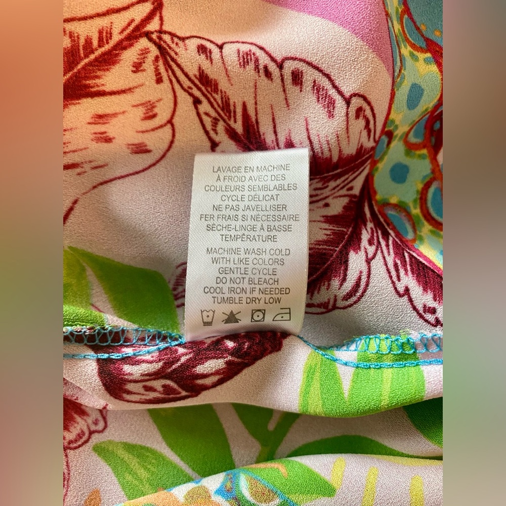 Cynthia Rowley Colorful Multicolor Floral Blouse Tunic Size 2X - Picture 6 of 6